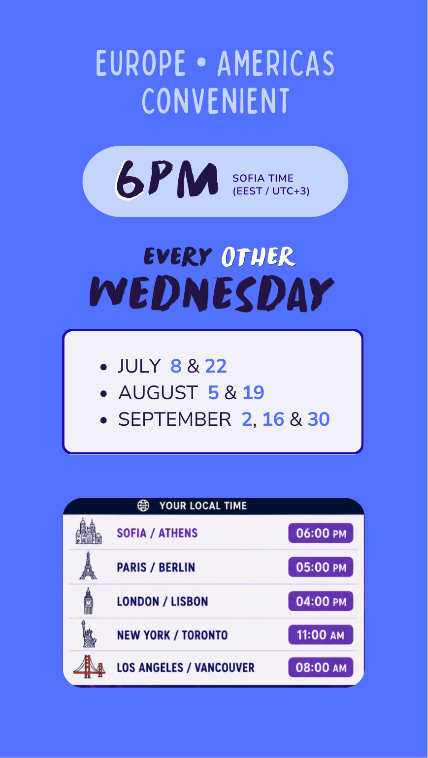 Evening ADHD Talks: 6 PM Sofia time, every other Wednesday